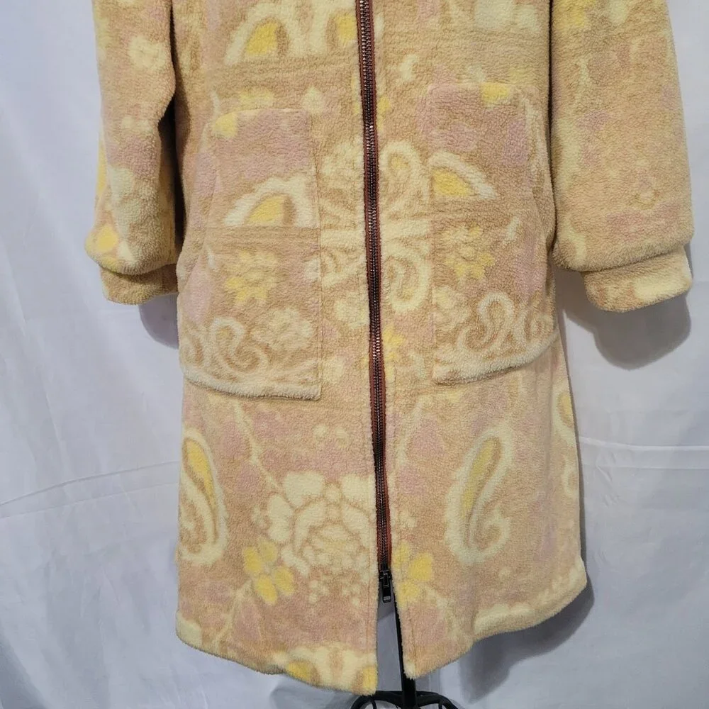 Free People Cozy Hooded Printed Blanket Coat Size S - Picture 3 of 15